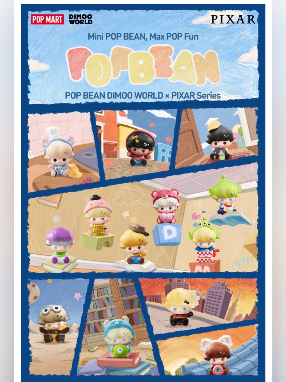 Authentic Pop Bean DIMOO WORLD x Pixar Series-Sealed Whole Set - Possible SECRET